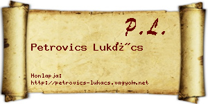 Petrovics Lukács névjegykártya
